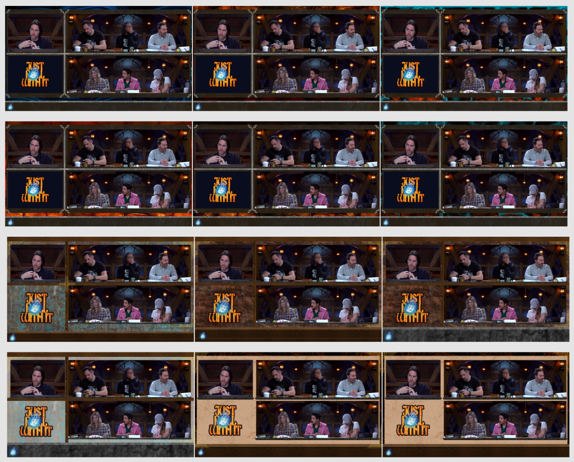 screenshot of the first versions and ideas for the Twitch Overlay, used screenshots from another show to visualize it better. Made by Yara Prins.