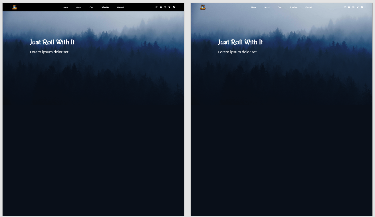 screenshot of the first ideas for header style on the website. Made by Yara Prins.