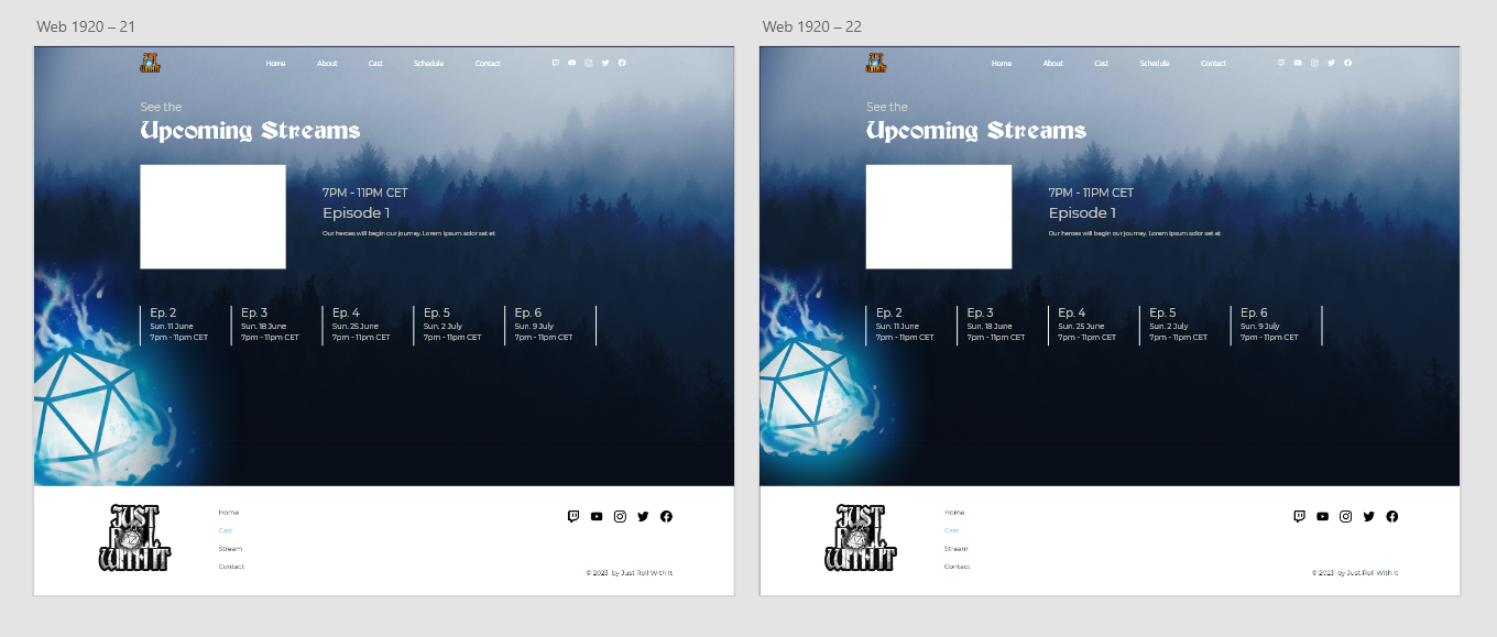 screenshot of ideas for the schedule / stream page. Made by Yara Prins.