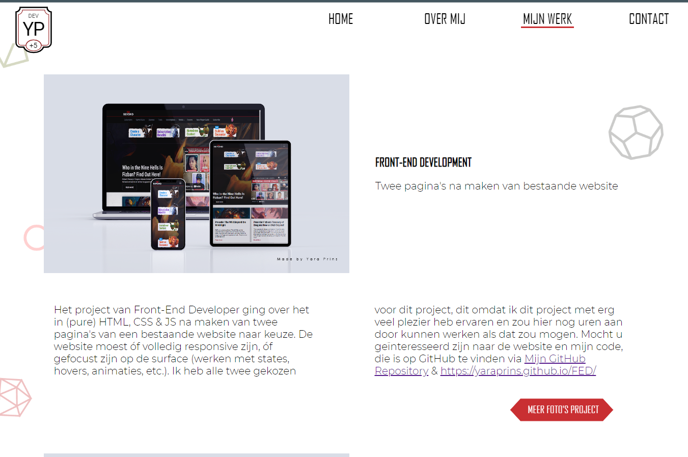 laptop version of a part of the old portfolio design, made by Yara Prins.