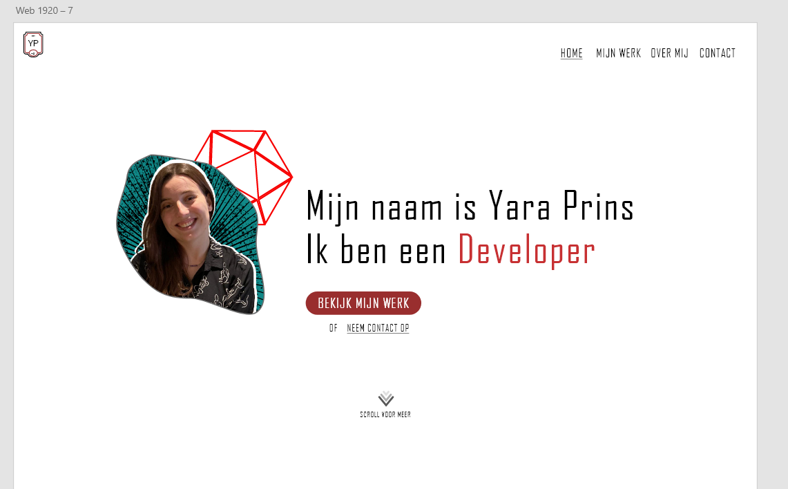 early design idea for the final old portfolio design, made by Yara Prins.